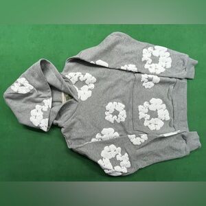 Gray Denim Tear Hoodie